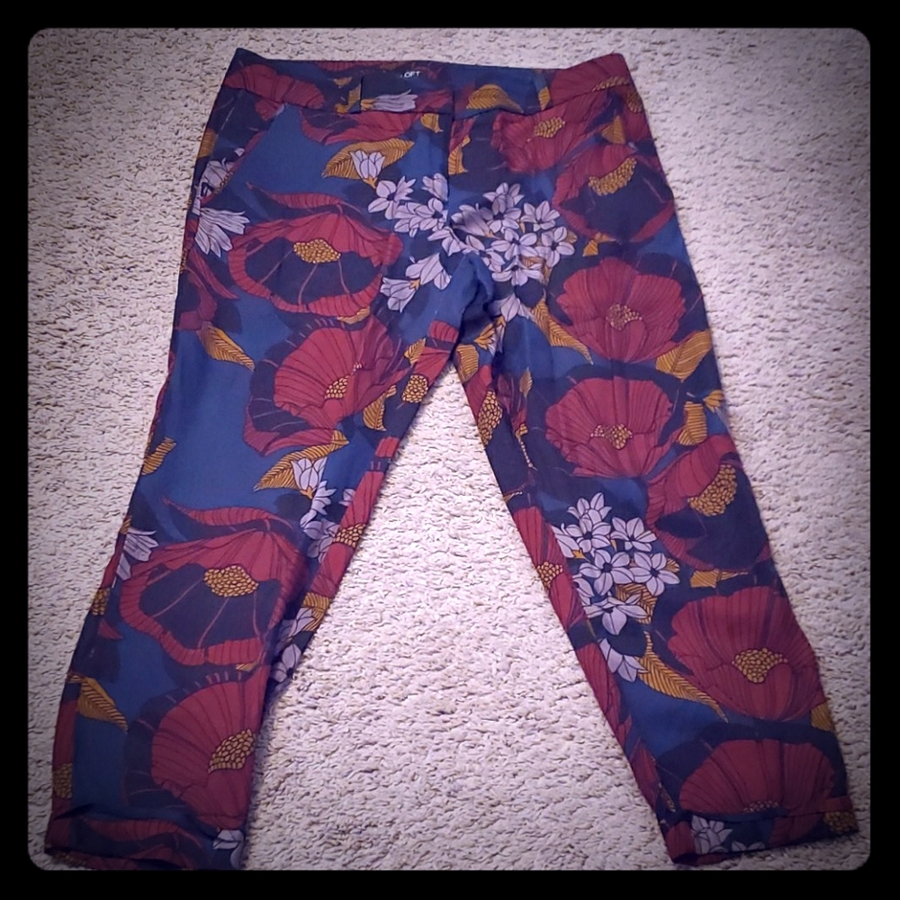 Colorful flora print pants